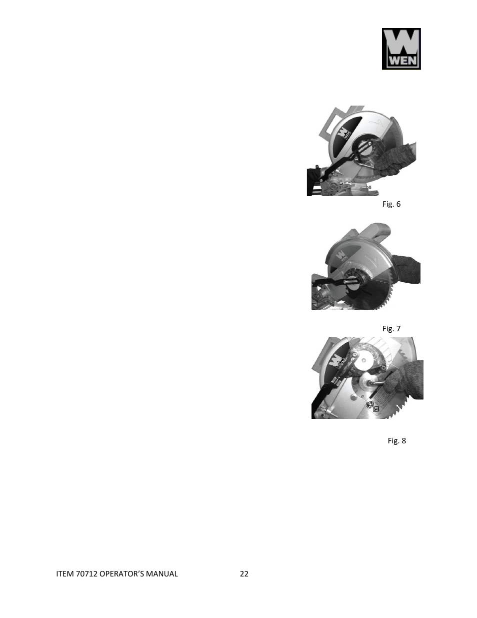 WEN 70712 12 Sliding Compound Miter Saw User Manual | Page 22 / 29