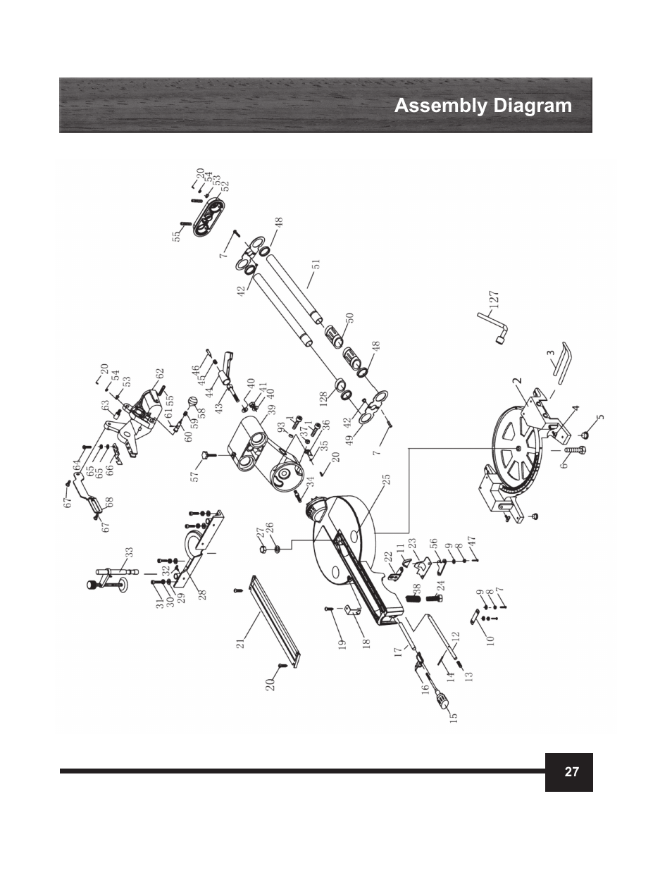 Assembly diagram | WEN 70711 10 inch Sliding Compound Miter Saw Manual User Manual | Page 27 / 28