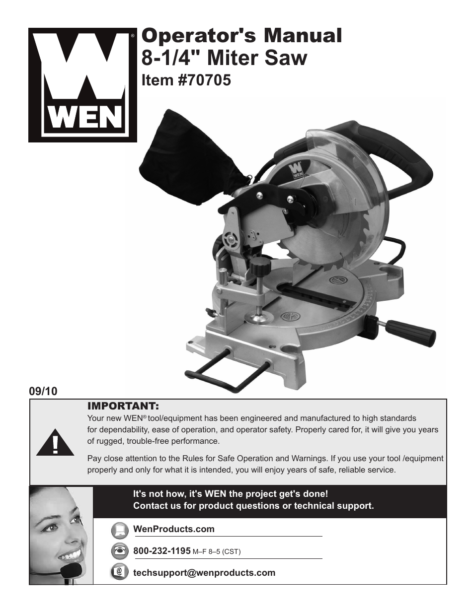 WEN 70705 8-1/4 inch Compound Miter Saw User Manual | 29 pages