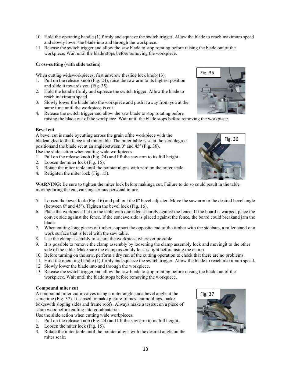 WEN 70716 10 inch Sliding Compound Miter Saw User Manual | Page 13 / 20