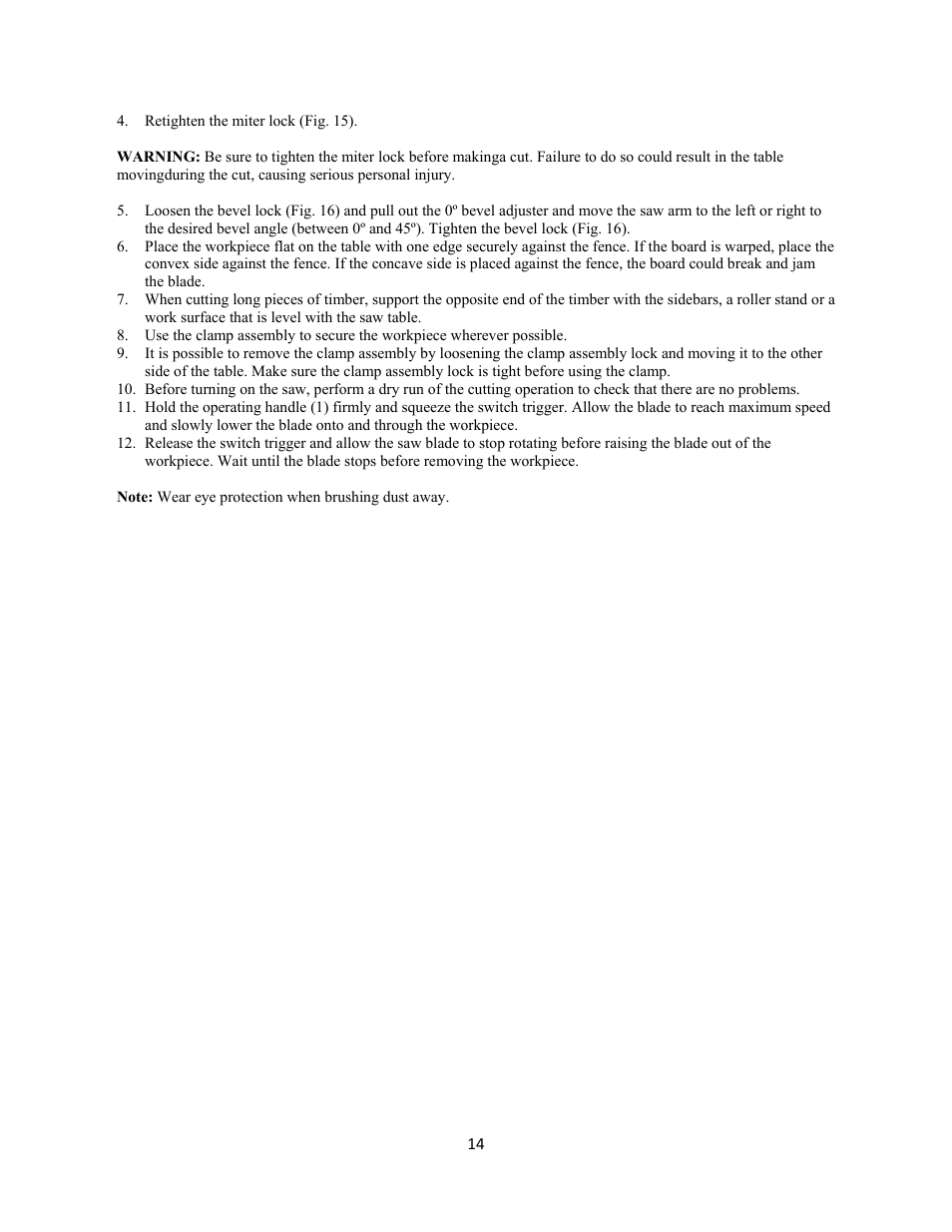 WEN 70716 10 inch Sliding Compound Miter Saw User Manual | Page 14 / 20