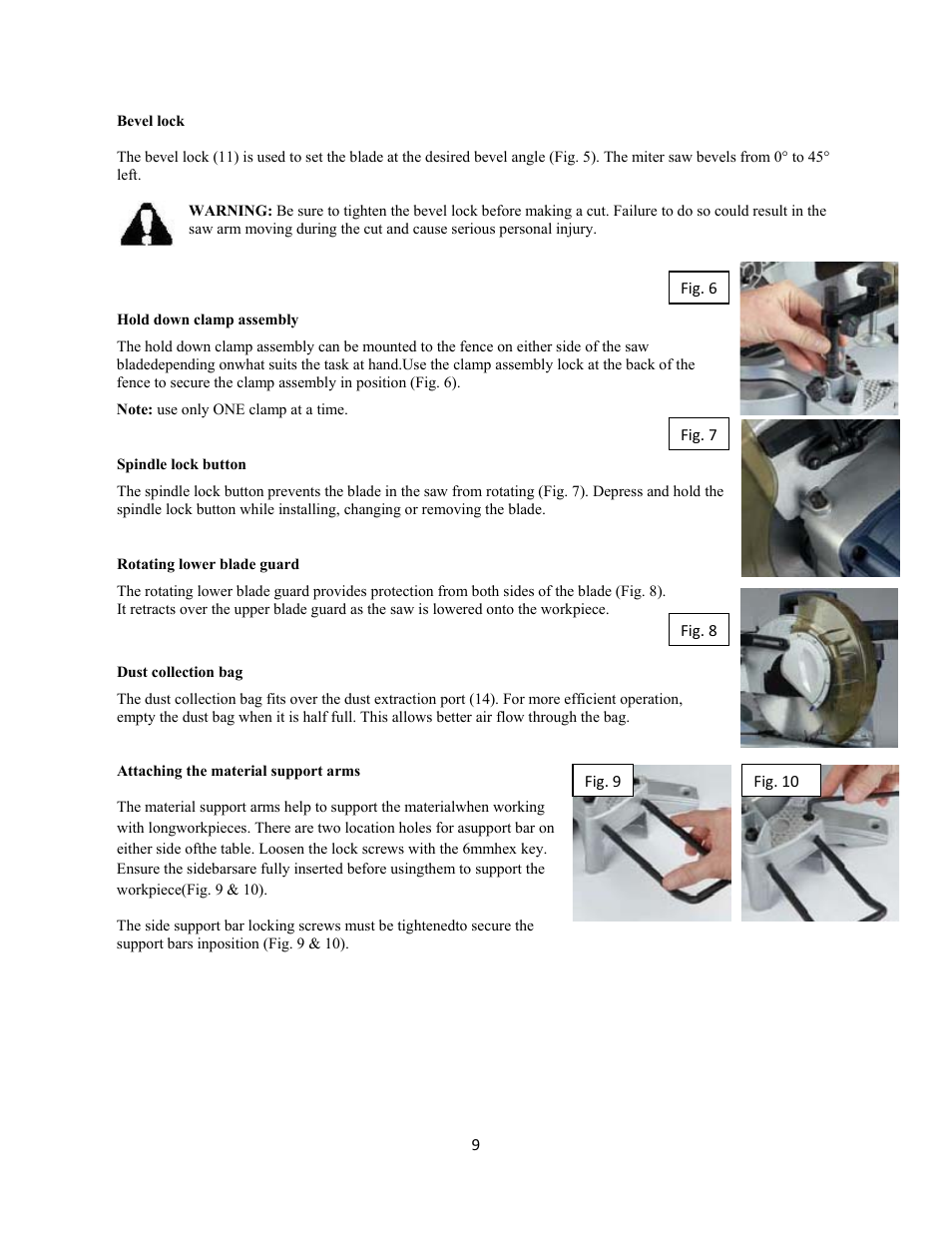 WEN 70716 10 inch Sliding Compound Miter Saw User Manual | Page 9 / 20