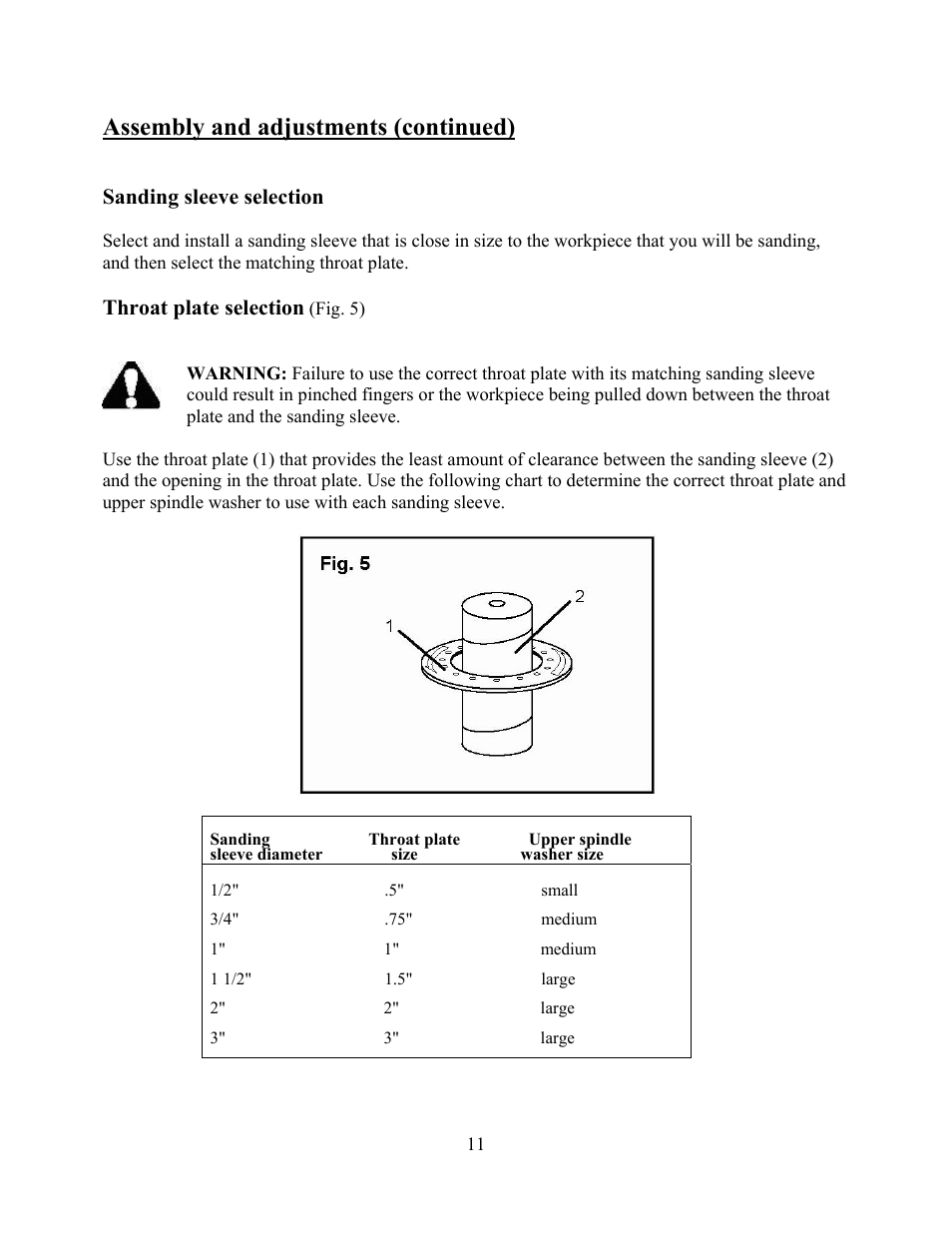 Assembly and adjustments (continued) | WEN 6510 oscillating spindle sander User Manual | Page 11 / 20