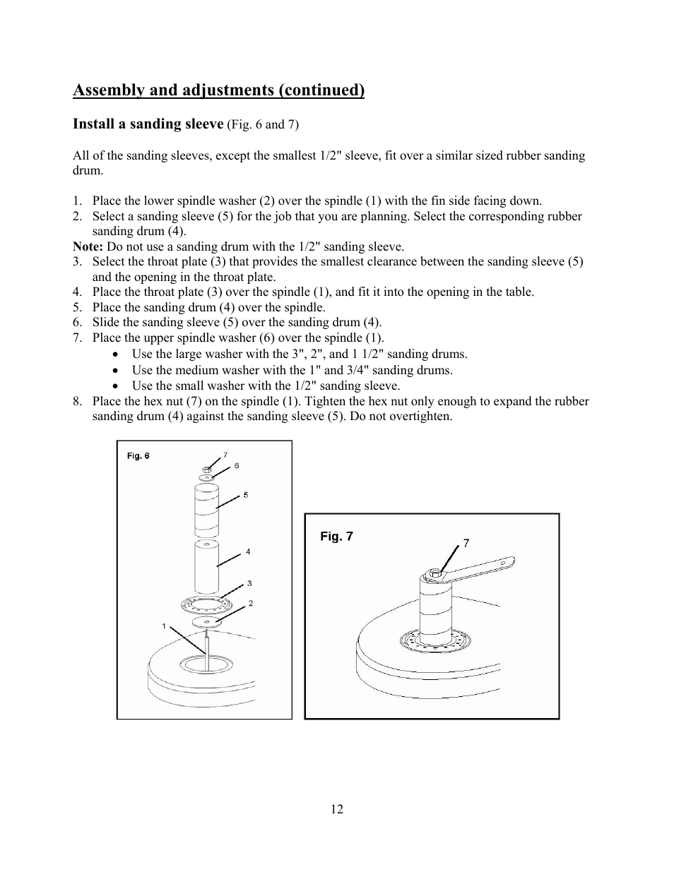 Assembly and adjustments (continued) | WEN 6510 oscillating spindle sander User Manual | Page 12 / 20