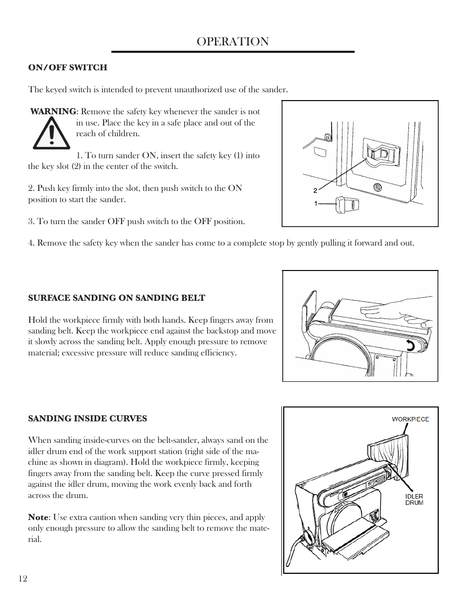 Operation | WEN 6502 4 x 6 Belt / Disc Sander User Manual | Page 12 / 19