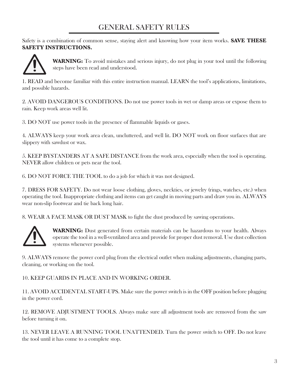 General safety rules | WEN 6502 4 x 6 Belt / Disc Sander User Manual | Page 3 / 19