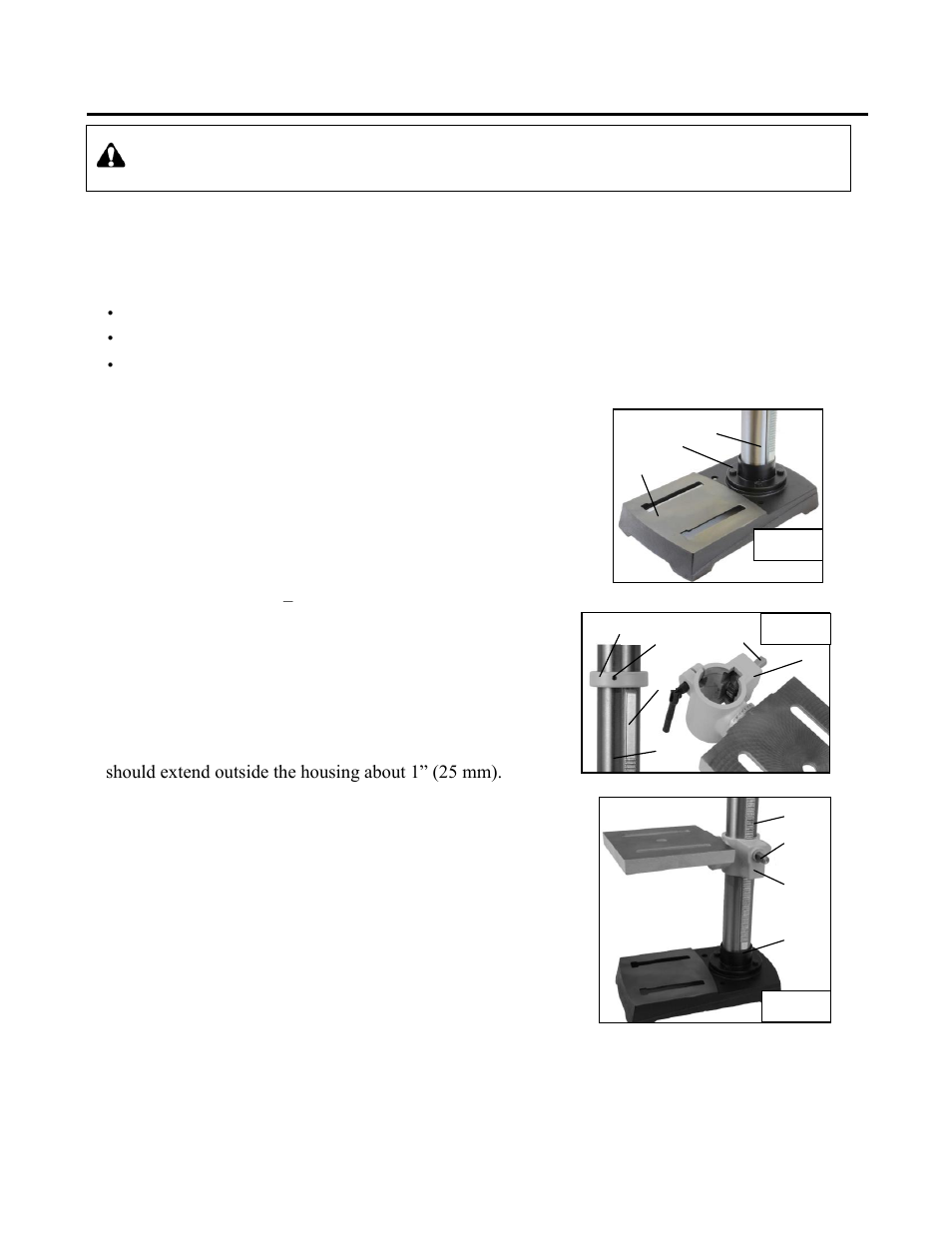 Assembly and adjustments, Continued), Base to column | Table to column | WEN 4210 10 Variable Speed Drill Press User Manual | Page 10 / 27