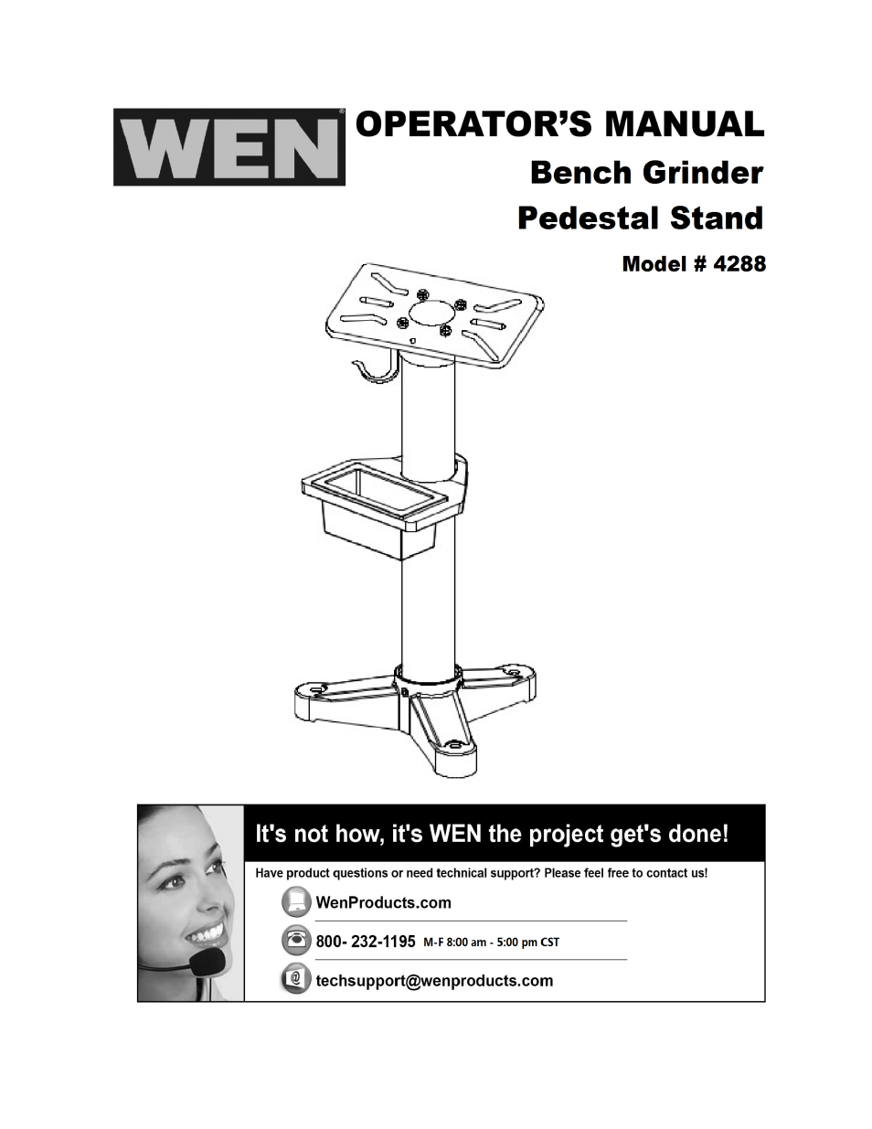 WEN 4288 Bench Grinder Pedestal Stand User Manual | 4 pages