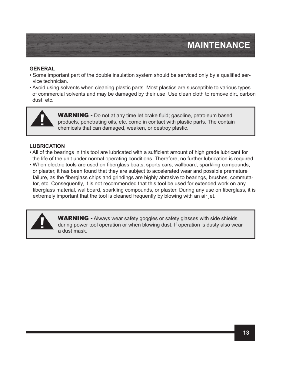 Maintenance | WEN 946 7 Inch Variable Speed Polisher / Sander User Manual | Page 13 / 16
