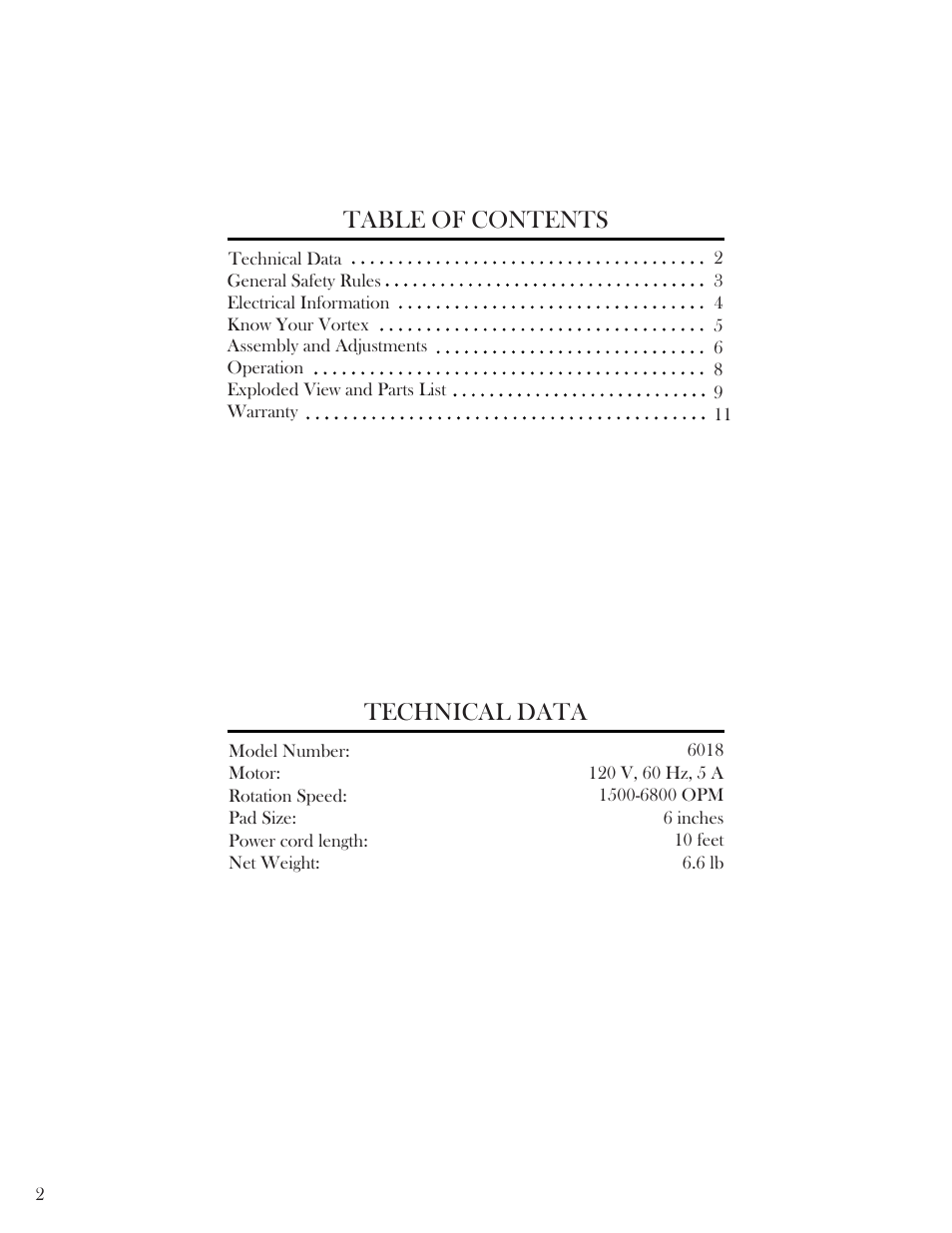 WEN 6018 6 inch Vortex Variable Speed Dual Action Polisher User Manual | Page 2 / 11