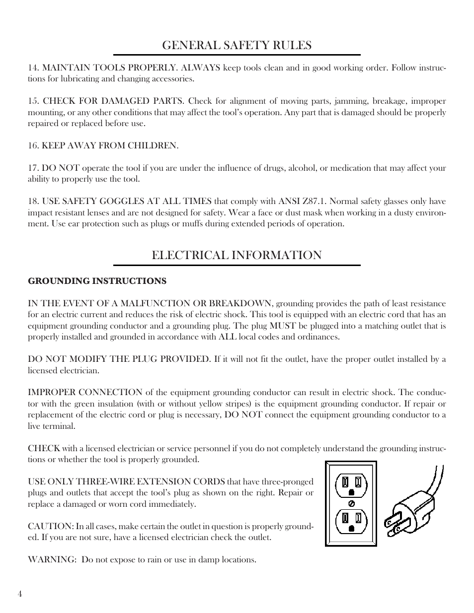 General safety rules electrical information | WEN 6018 6 inch Vortex Variable Speed Dual Action Polisher User Manual | Page 4 / 11