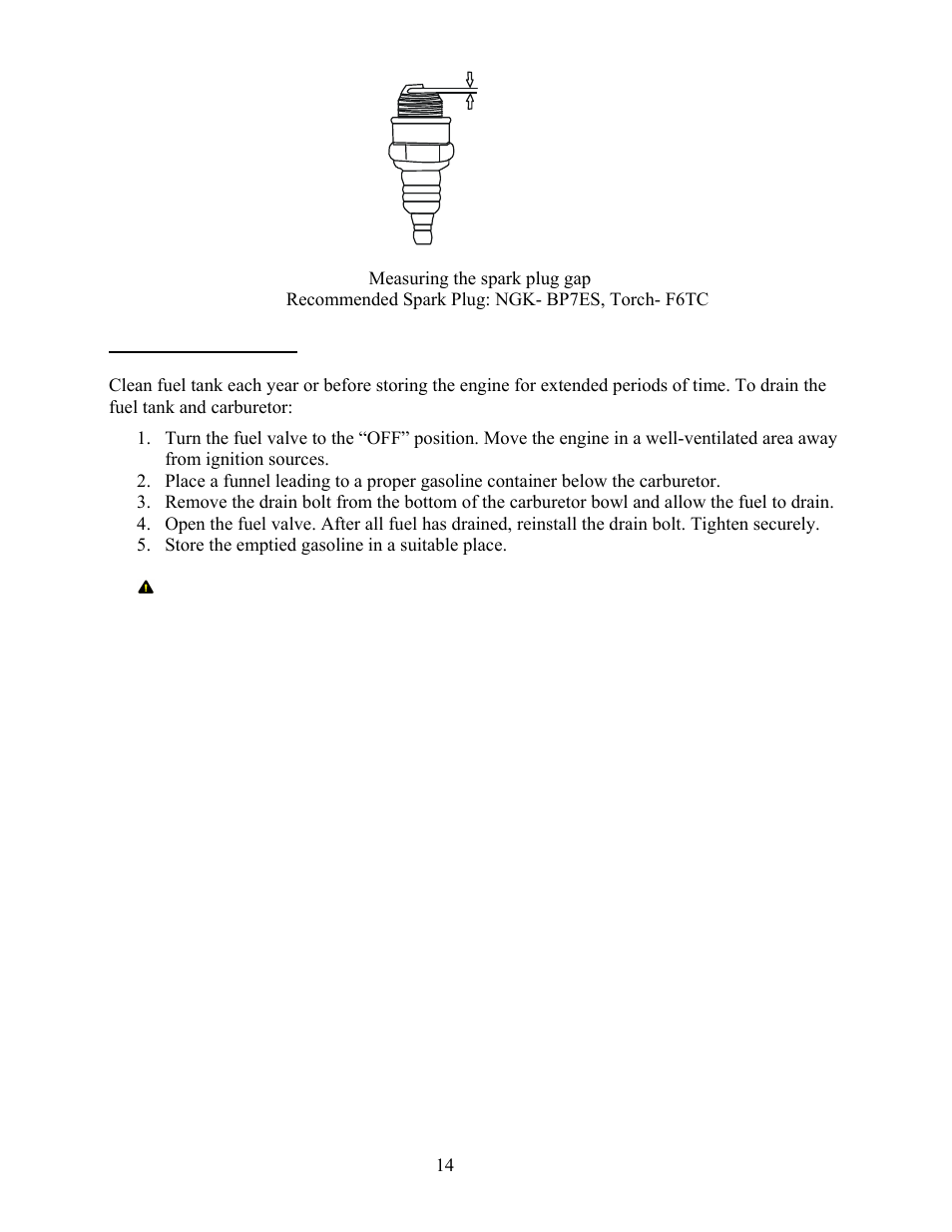 Draining the fuel tank | WEN 56173 173 cc 6 HP OHV Vertical Shaft Gas Engine-CARB User Manual | Page 17 / 28