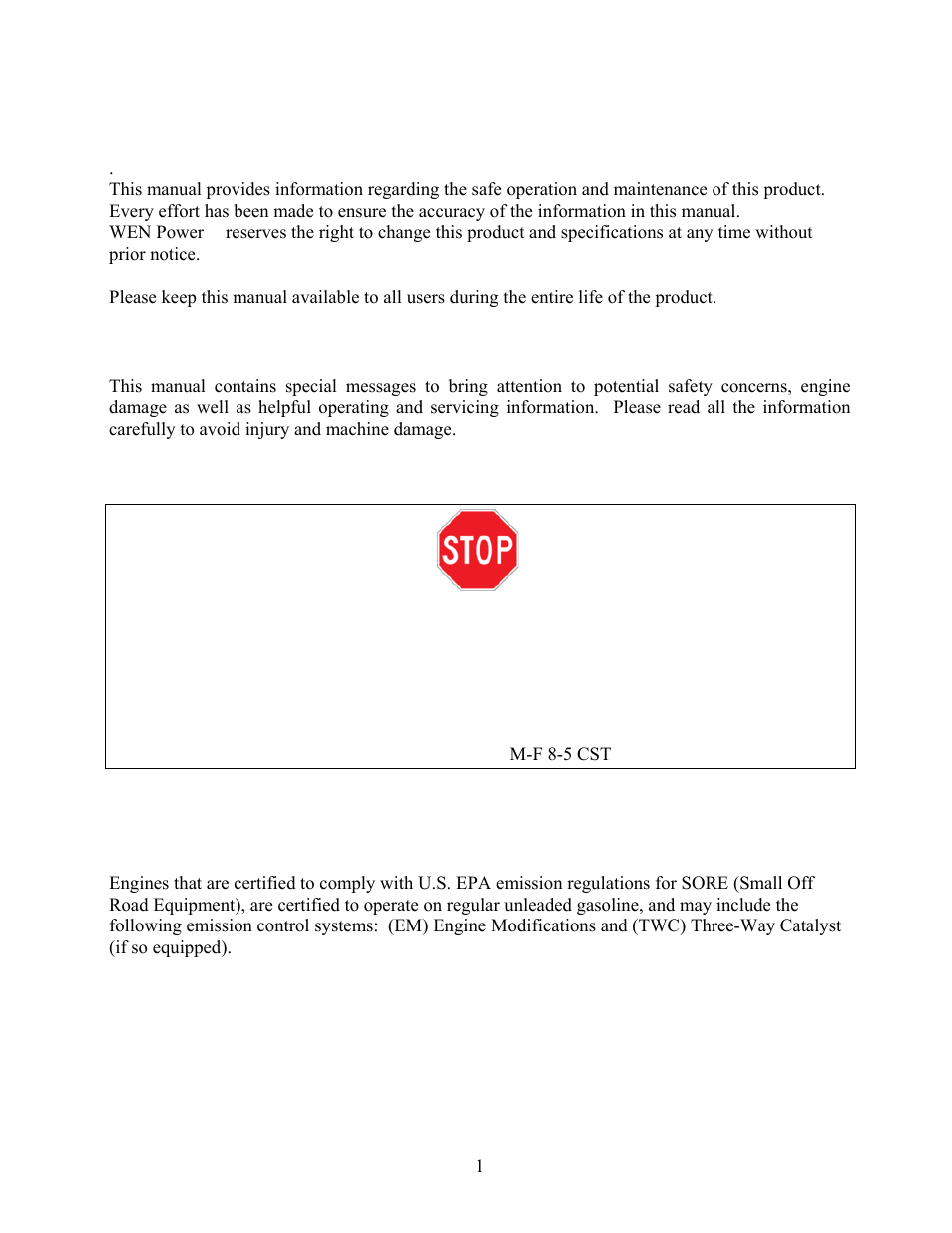 Introduction, Questions? problems, Notice regarding emissions | WEN 56173 173 cc 6 HP OHV Vertical Shaft Gas Engine-CARB User Manual | Page 4 / 28