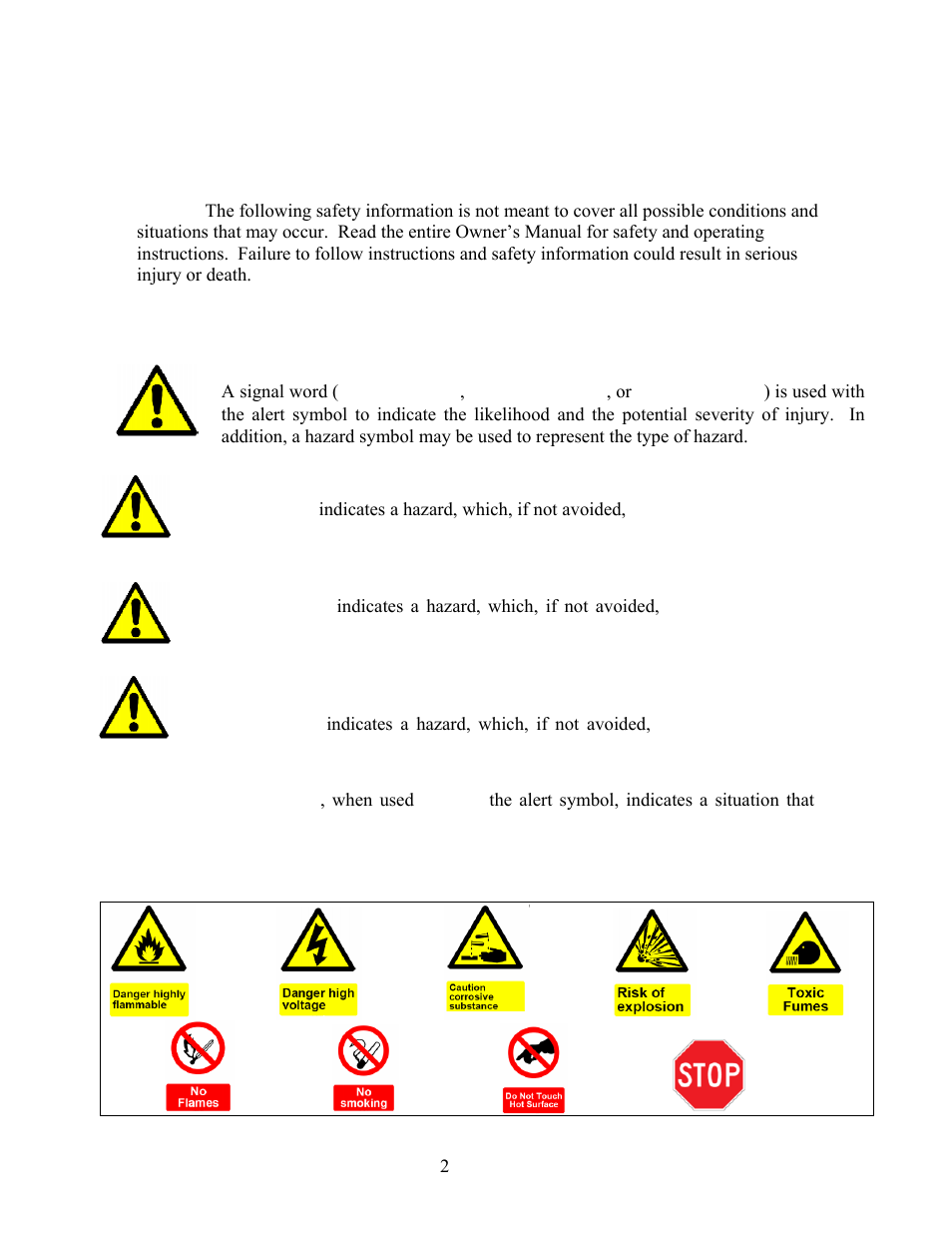 Safety information, Danger, Warning | Caution | WEN 56173 173 cc 6 HP OHV Vertical Shaft Gas Engine-CARB User Manual | Page 5 / 28