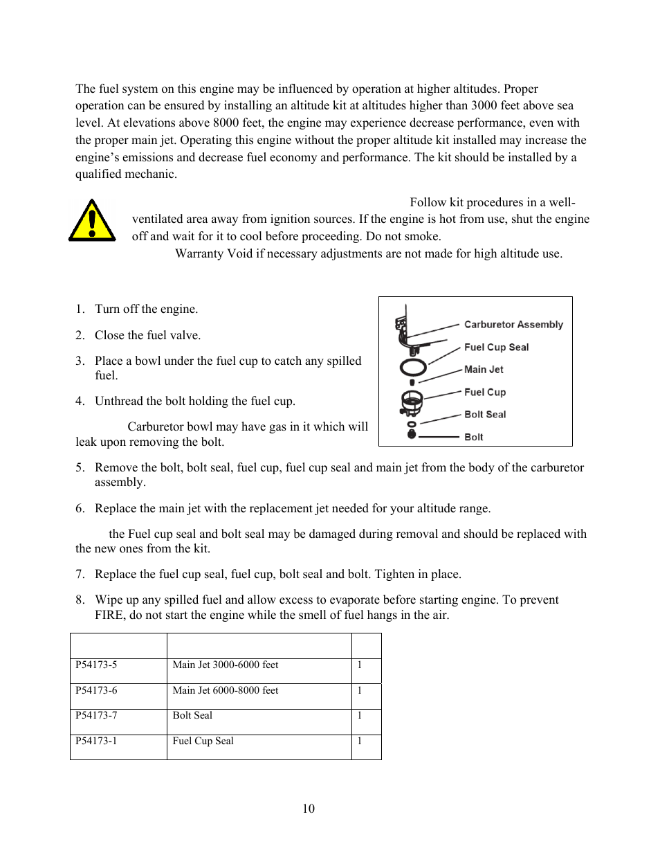 High altitude operation above 3000 feet | WEN 56212 212 cc 7 HP OHV Horizontal Shaft Gas Engine - CARB User Manual | Page 13 / 27
