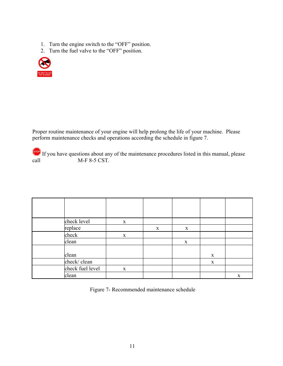 Stopping the engine maintenance / care, Warning | WEN 56212 212 cc 7 HP OHV Horizontal Shaft Gas Engine - CARB User Manual | Page 14 / 27