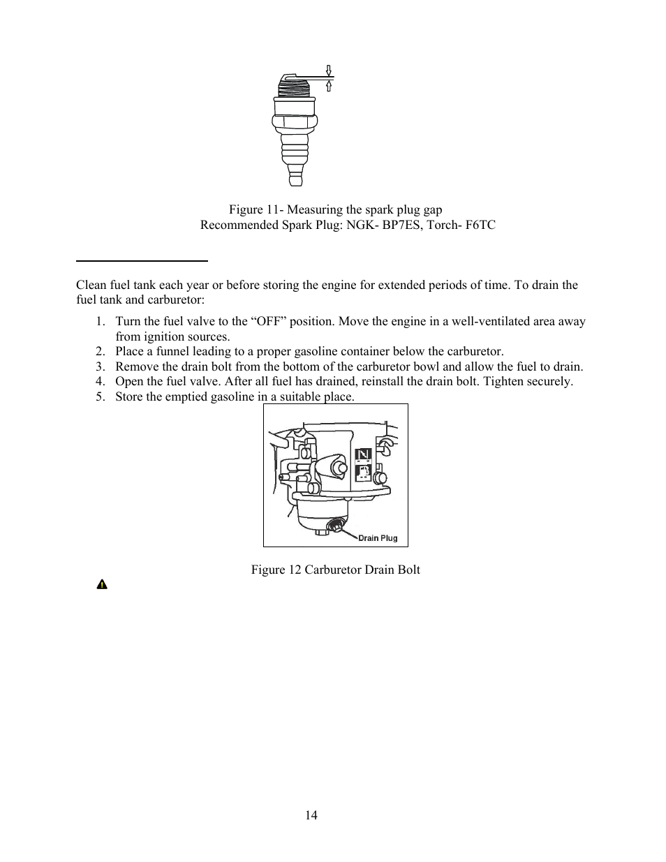 Draining the fuel tank | WEN 56212 212 cc 7 HP OHV Horizontal Shaft Gas Engine - CARB User Manual | Page 17 / 27