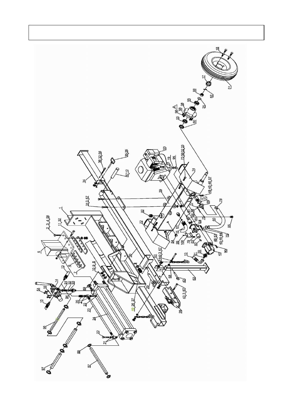 Parts drawing & parts list | WEN YTL23308 22Ton Log Splitter User Manual | Page 20 / 23