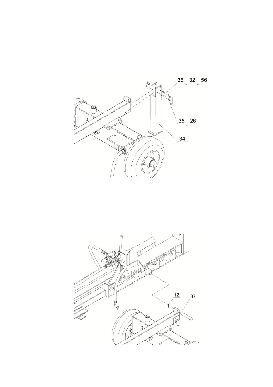 Step 4: assemble rear support leg, Step 5: attach hydraulic cylinder with log cradle | WEN YTL23308 22Ton Log Splitter User Manual | Page 8 / 23