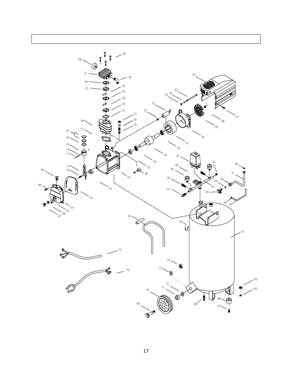 Exploded view | WEN 22200 20 Gallon Vertical Tank Air Compressor User Manual | Page 17 / 20