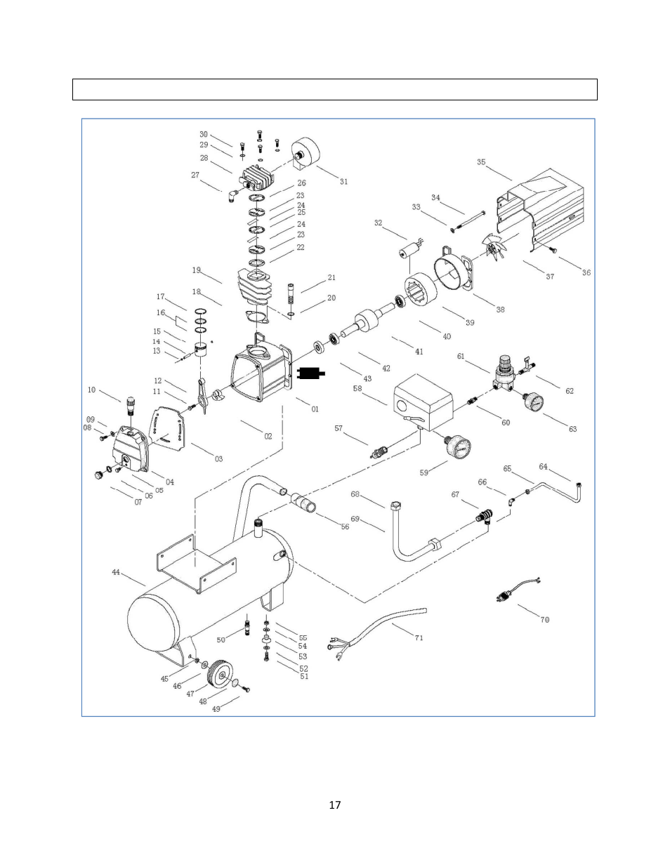 Exploded view | WEN 22060 6 Gallon Horizontal Tank Air Compressor User Manual | Page 17 / 20