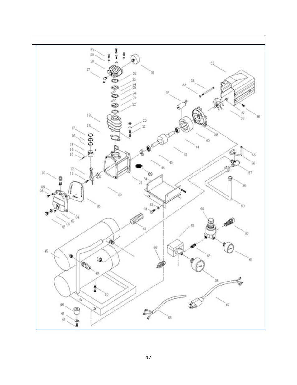 Exploded view | WEN 22040 4 Gallon Twin Tank Air Compressor User Manual | Page 17 / 20