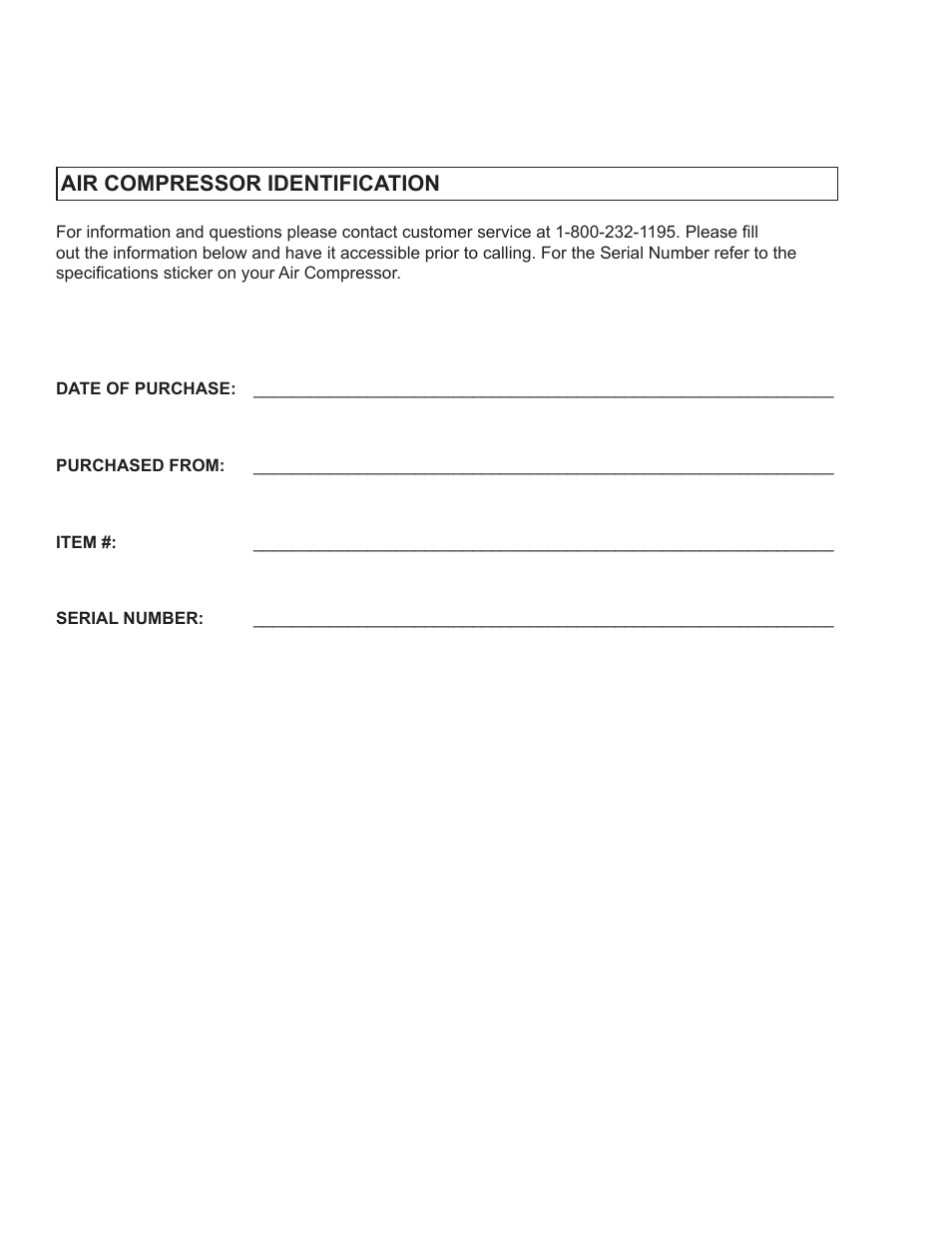 Air compressor identification | WEN 2276 6 Gallon Horizontal Air Compressor User Manual | Page 2 / 19