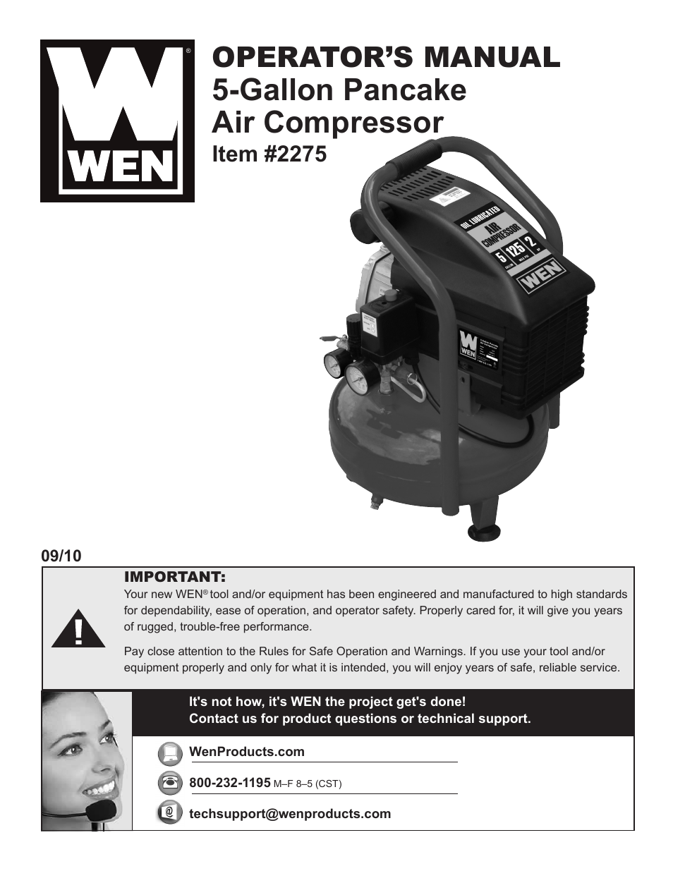 WEN 2275 5 Gallon Pancake Air Compressor User Manual | 19 pages