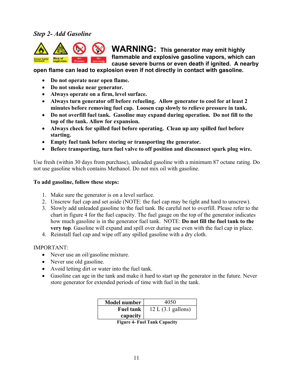 Warning | WEN 56405 Power Pro 4050 Watt User Manual | Page 15 / 40