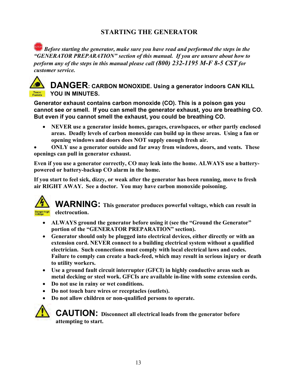 Danger, Warning, Caution | WEN 56405 Power Pro 4050 Watt User Manual | Page 17 / 40