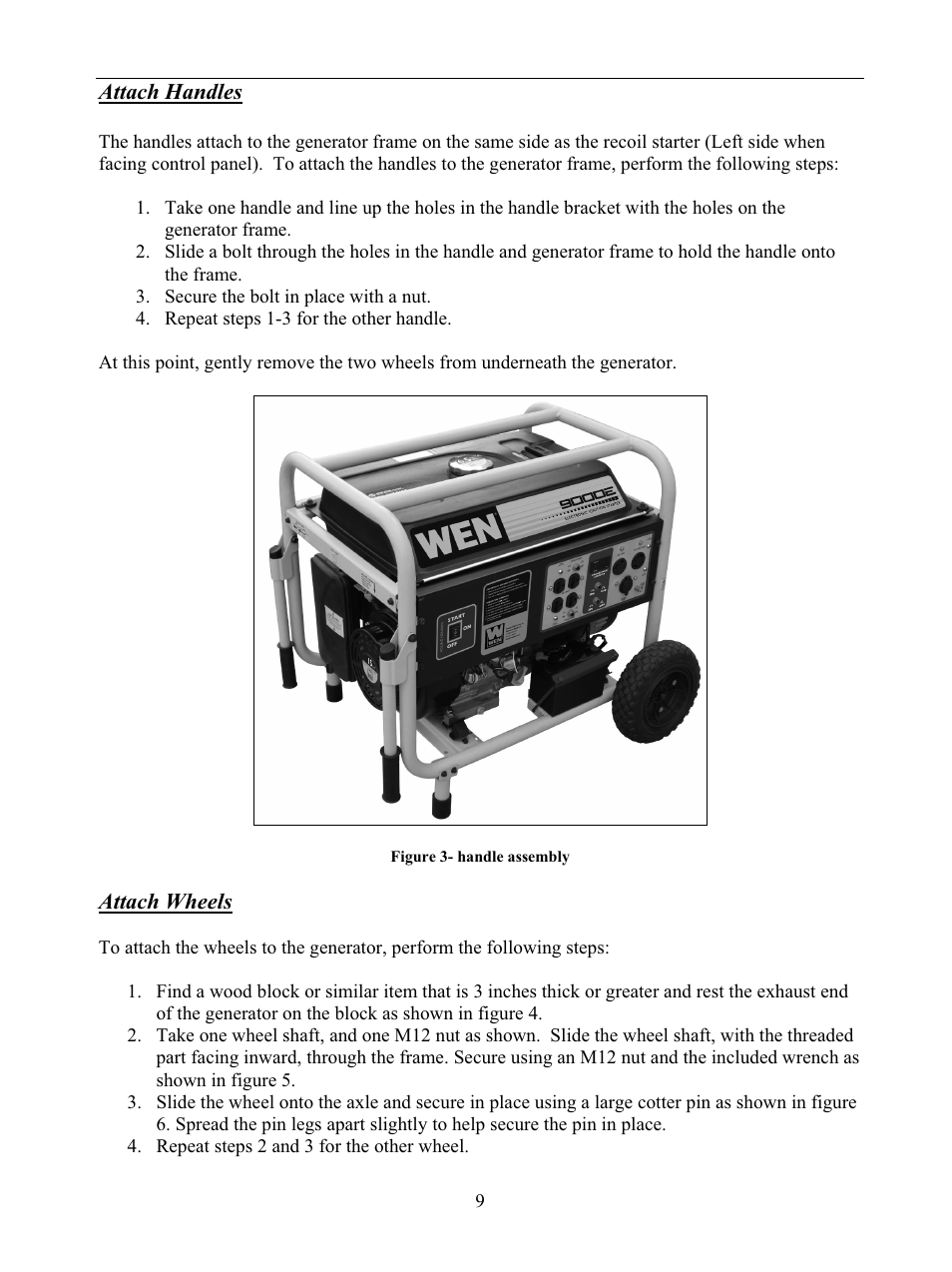 WEN 56877 9000 Watt Electric Start User Manual | Page 12 / 40