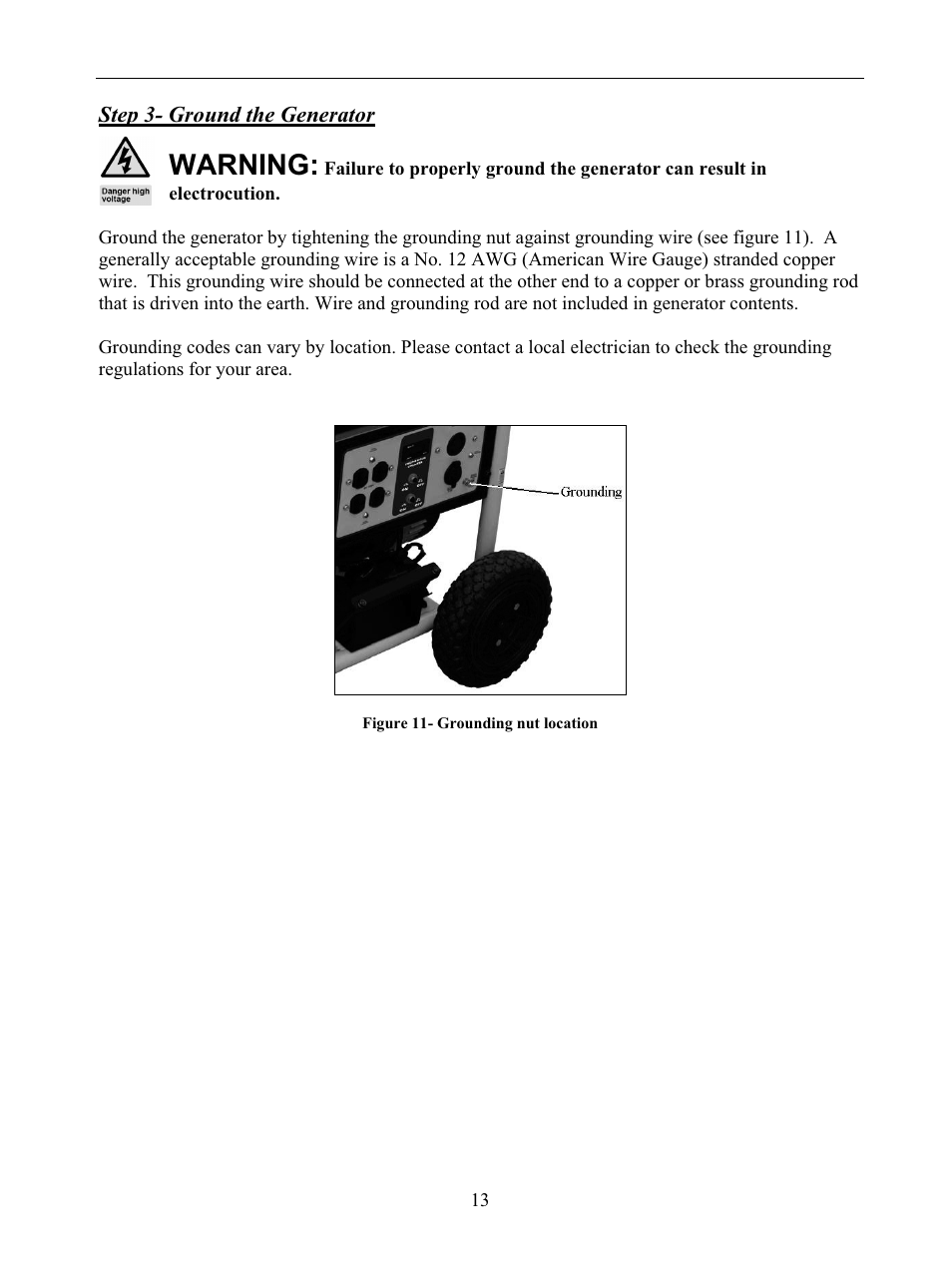 Warning | WEN 56877 9000 Watt Electric Start User Manual | Page 16 / 40