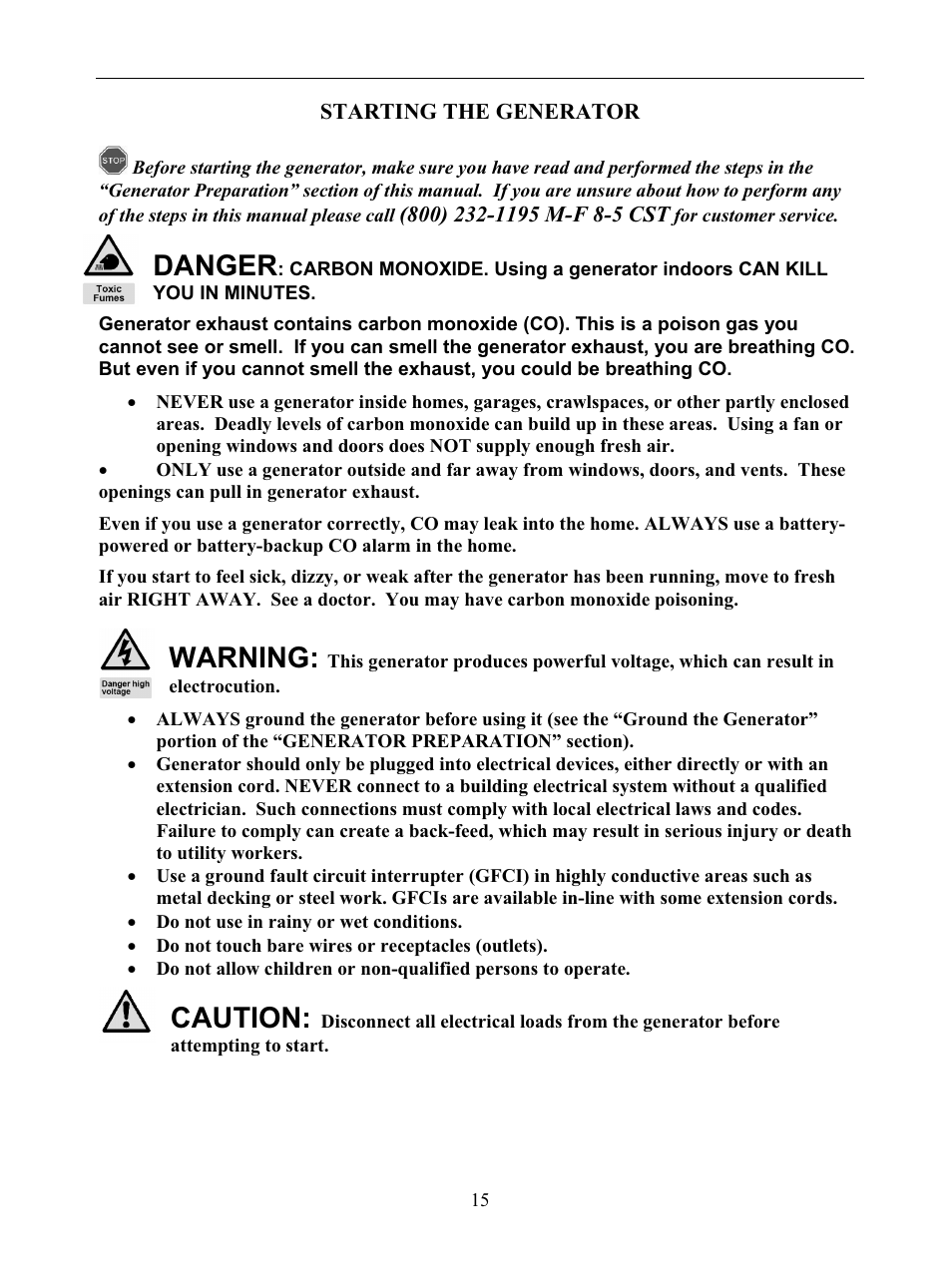 Danger, Warning, Caution | WEN 56877 9000 Watt Electric Start User Manual | Page 18 / 40