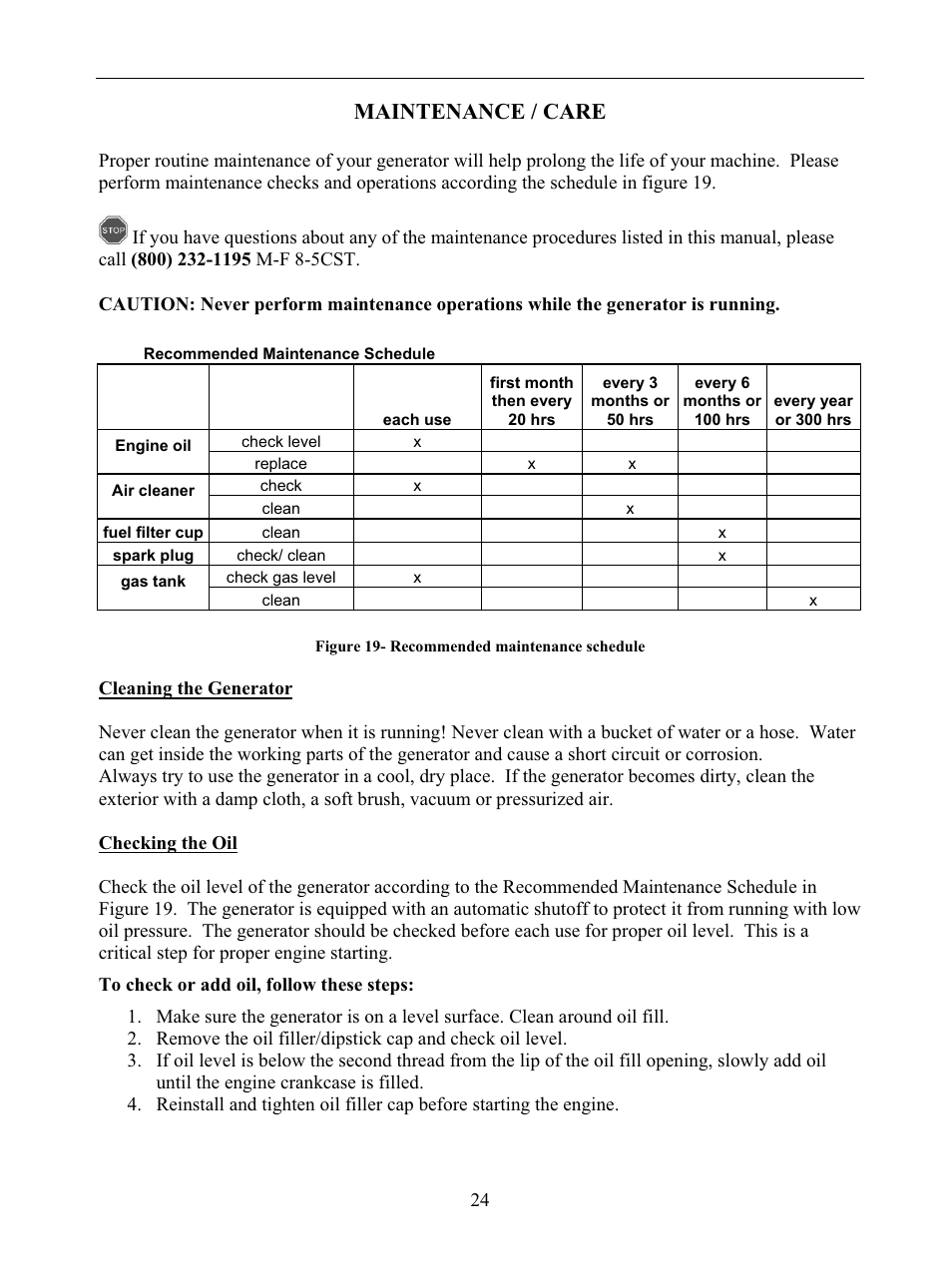 Maintenance / care | WEN 56877 9000 Watt Electric Start User Manual | Page 27 / 40