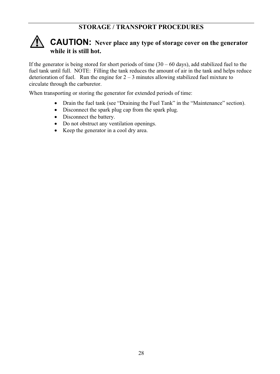 Caution | WEN 56877 9000 Watt Electric Start User Manual | Page 31 / 40