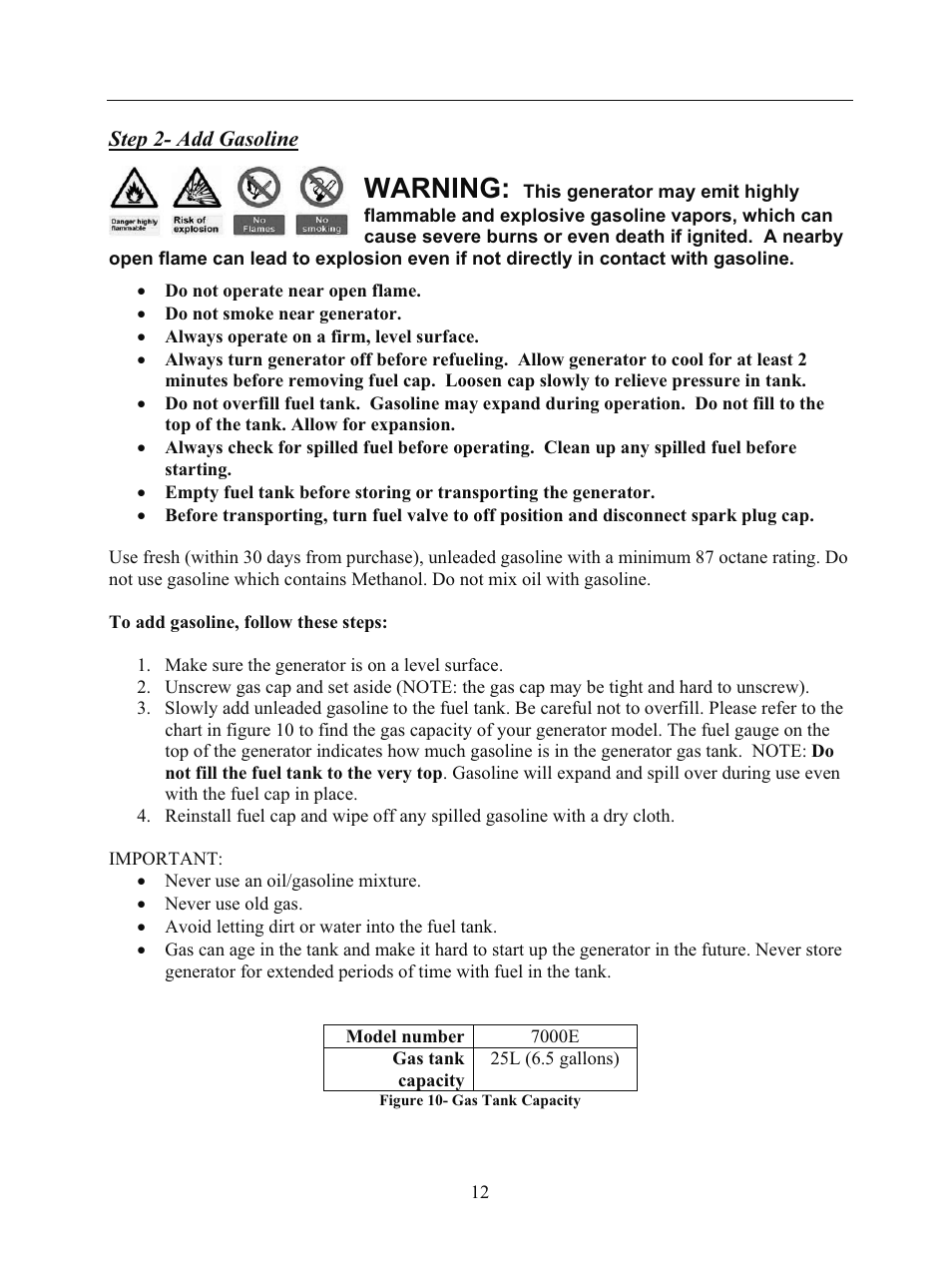 Warning | WEN 56682 7000 Watt Electric Start User Manual | Page 15 / 40