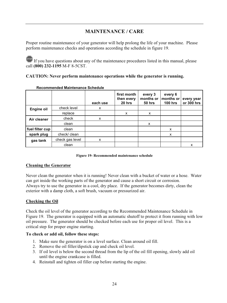 Maintenance / care | WEN 56682 7000 Watt Electric Start User Manual | Page 27 / 40