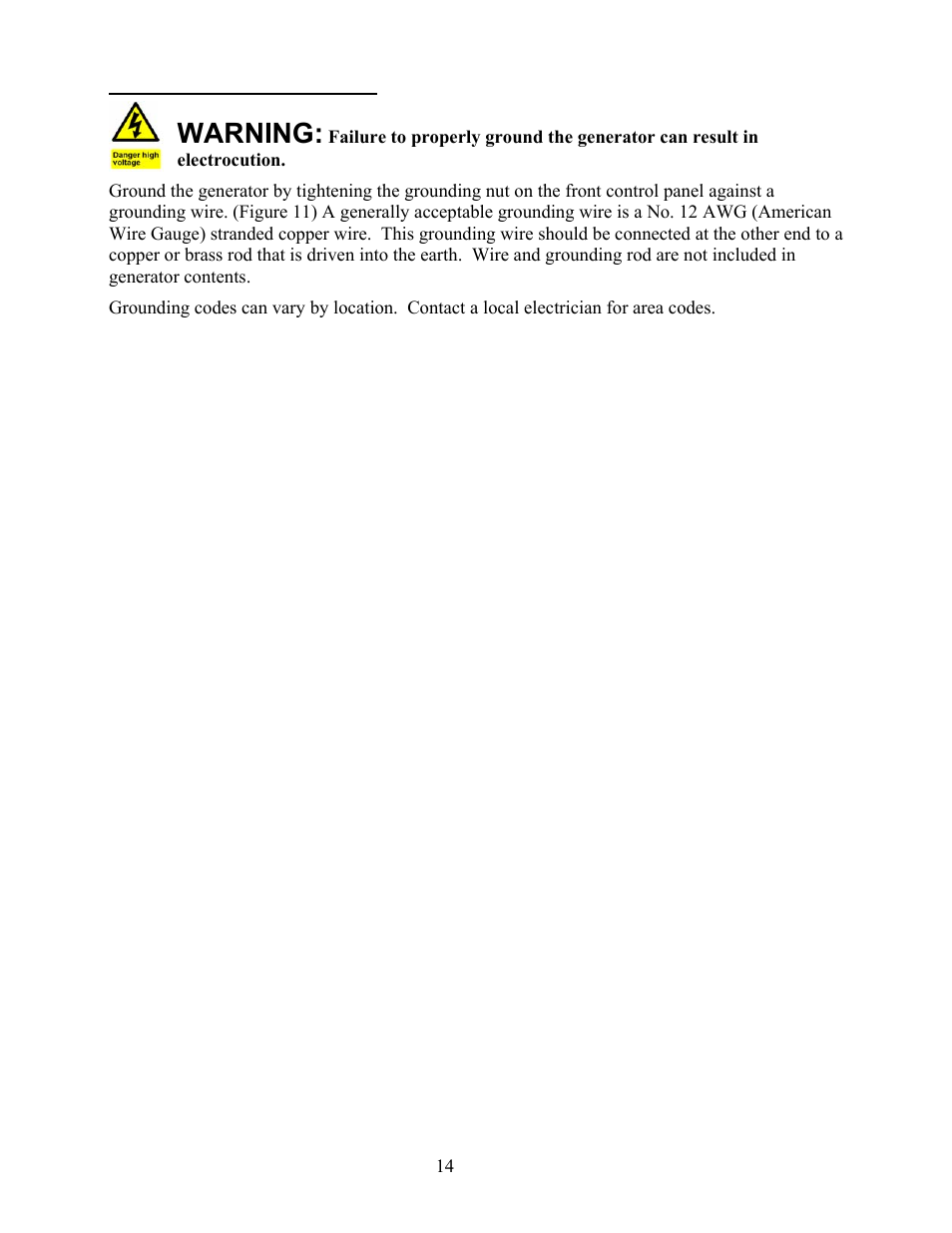 Step 3- ground the generator, Warning | WEN 56400 4050 Watt User Manual | Page 17 / 37