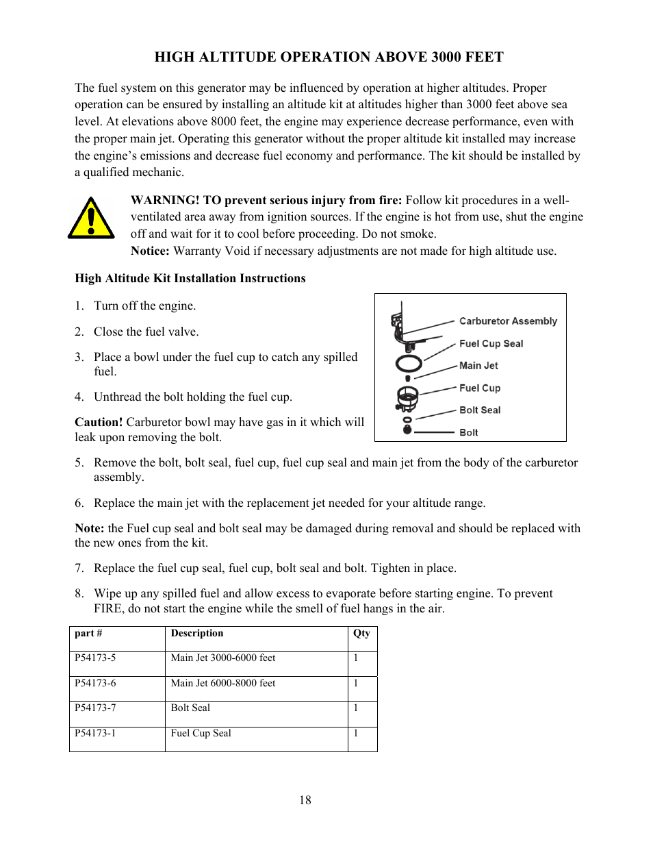 High altitude operation above 3000 feet | WEN 56400 4050 Watt User Manual | Page 21 / 37