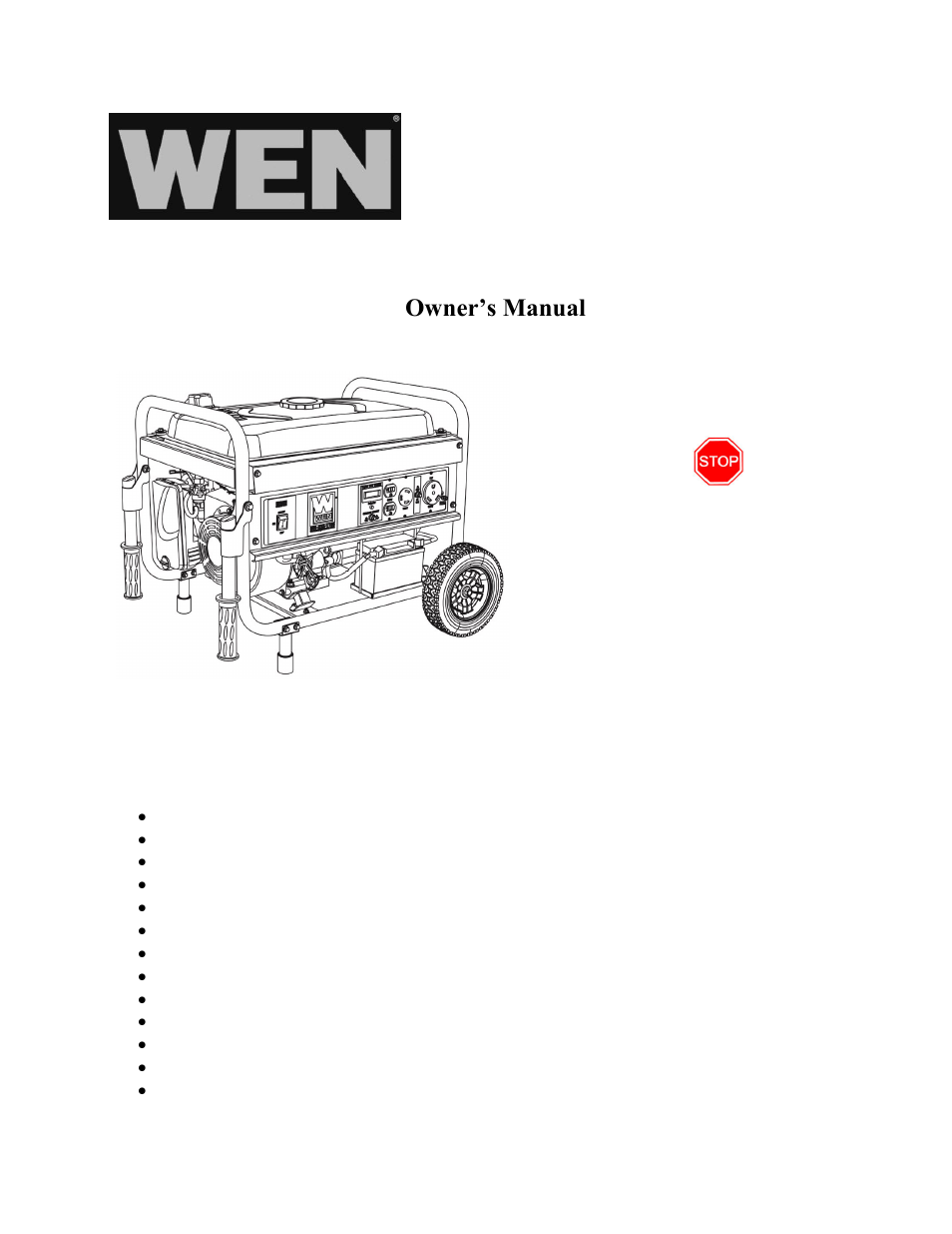 WEN 56475 4750W Electric Start User Manual | 41 pages