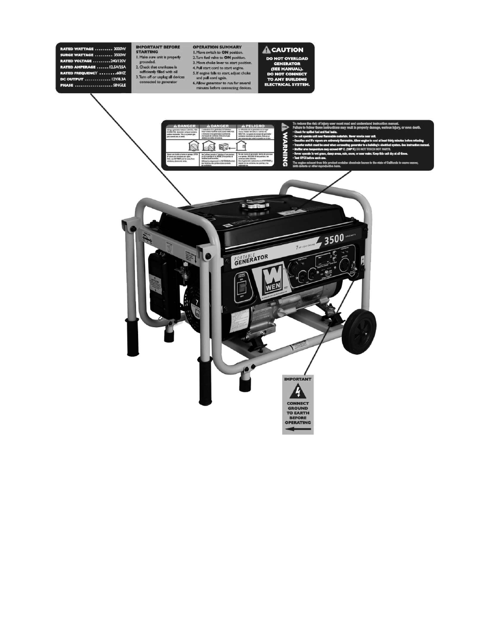 WEN 56352 3500 Watt manual User Manual | Page 10 / 40