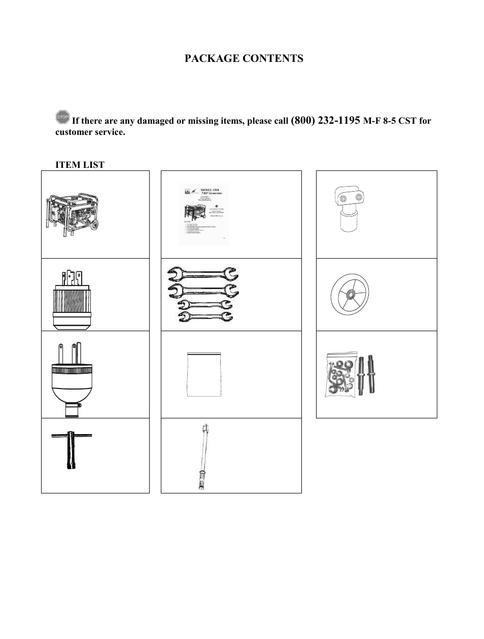 Package contents | WEN 56352 3500 Watt manual User Manual | Page 12 / 40