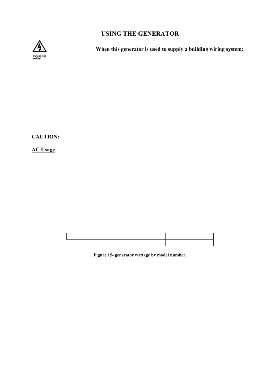 Using the generator, Ac usage, Warning | WEN 56352 3500 Watt manual User Manual | Page 23 / 40
