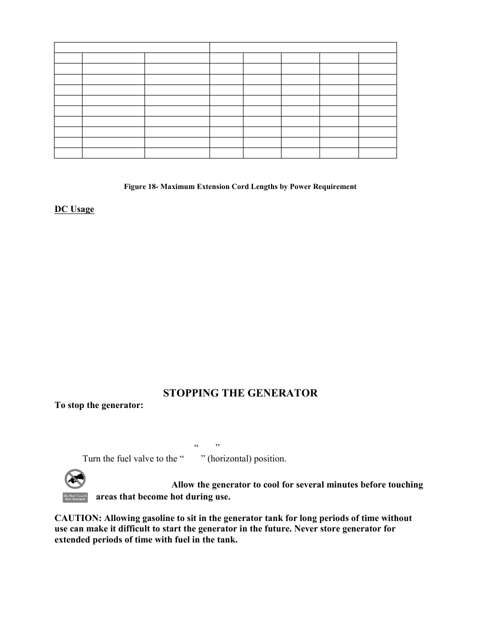 Dc usage, Stopping the generator, Warning | WEN 56352 3500 Watt manual User Manual | Page 26 / 40