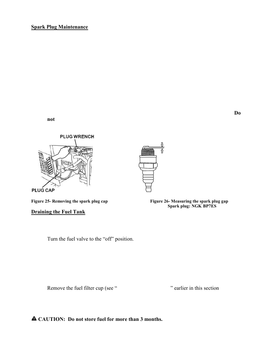 Spark plug maintenance draining the fuel tank | WEN 56352 3500 Watt manual User Manual | Page 30 / 40
