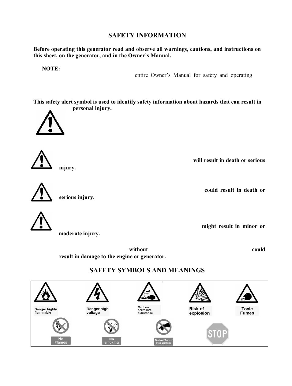 Safety information, Danger, Warning | Caution | WEN 56352 3500 Watt manual User Manual | Page 6 / 40