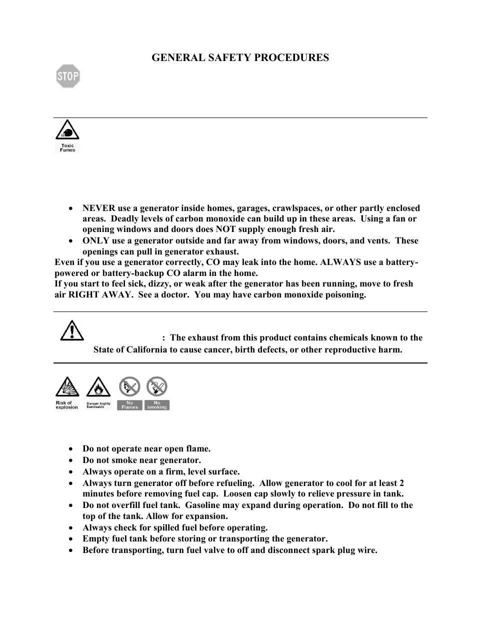 General safety procedures, Danger, Warning | WEN 56352 3500 Watt manual User Manual | Page 7 / 40