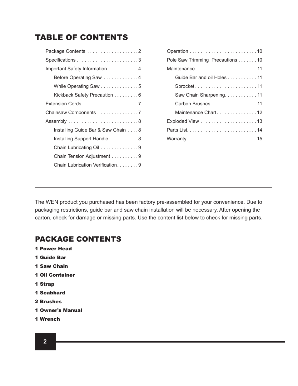 WEN 4018 9 Feet Electric Pole Saw User Manual | Page 2 / 16