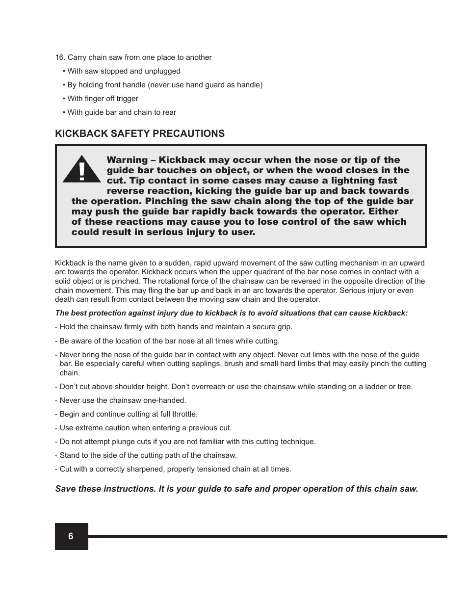 WEN 4016 16 Electric Chainsaw User Manual | Page 6 / 18