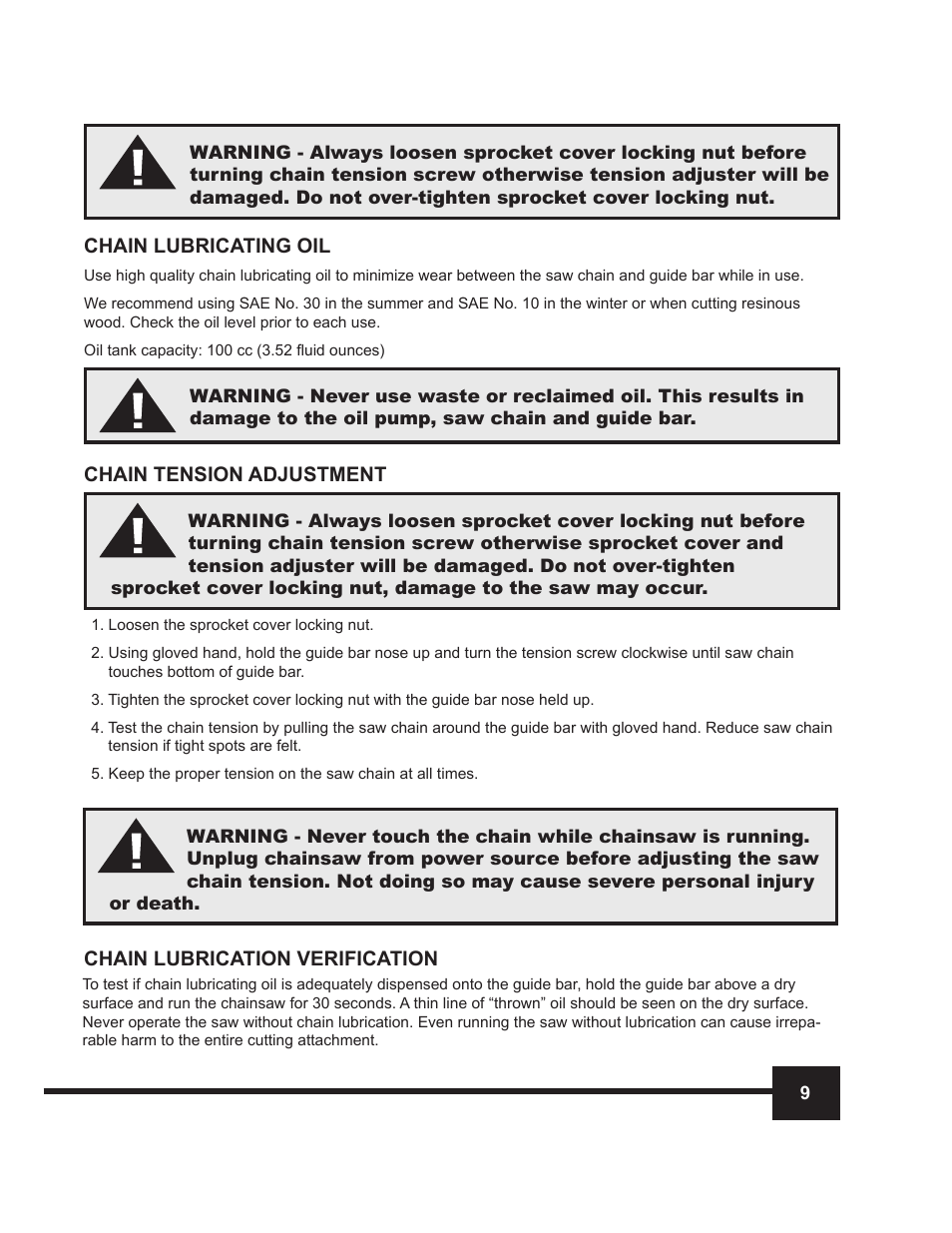 WEN 4014 14 Electric Chainsaw User Manual | Page 9 / 18